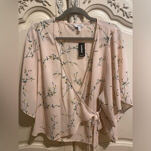 Express Floral Wrap Blouse